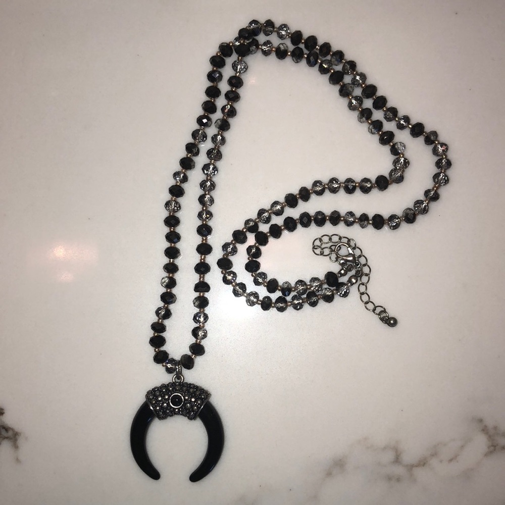 Glass Bead Horn Necklace